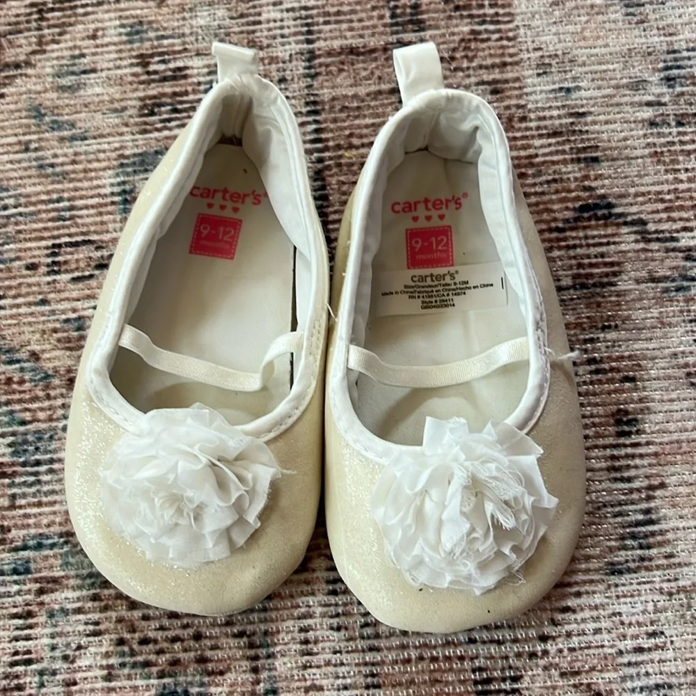 Carters baby girl sparkle rosette soft sole flats